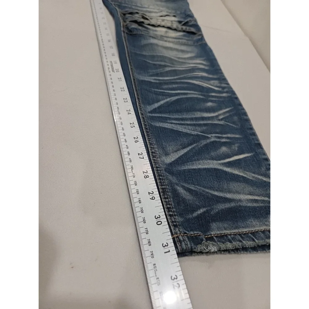 Victorious Denim Stretch Skinny Dark Blue Wash Jeans Size 38x32 Distressed